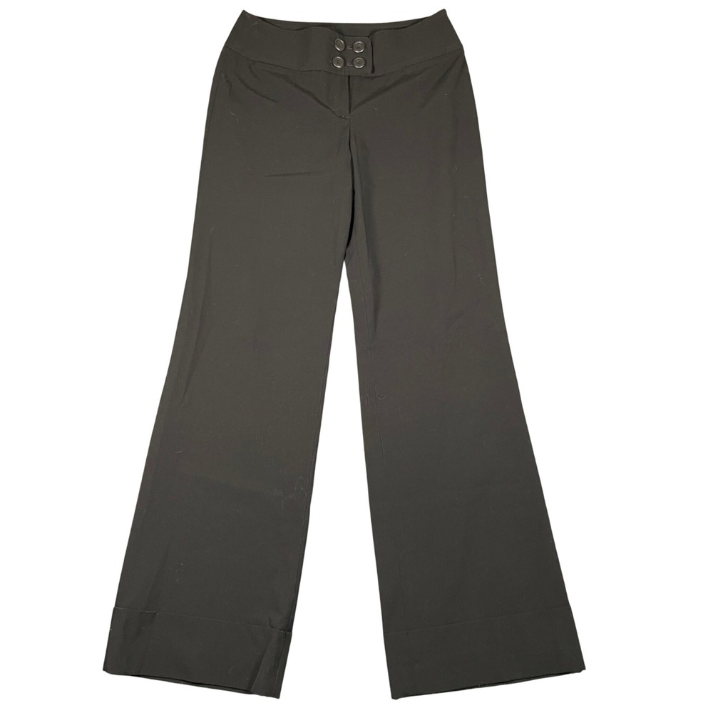 Ann Taylor Loft Black Wide Leg Dress Pants Size 0 Double Button Waist Career